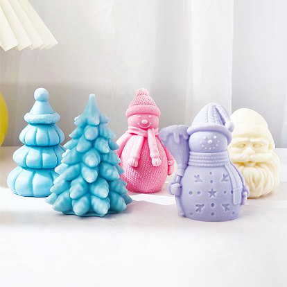 Силиконовые формы для свечей на рождественскую тему своими руками, для изготовления ароматических свечей, елка/снеговик/дед мороз