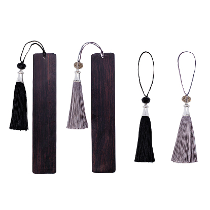 DIY Wood Bookmarks, with Random Color Tassel Pendant Decoration and Polyester Tassel Big Pendant Decorations