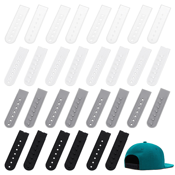 40шт. 4 цветной пластиковый ремешок с 7 отверстиями, замена застежки шапки с пряжкой, прямоугольные