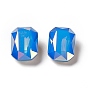 Light AB Style Glass Rhinestone Cabochons, Pointed Back & Back Plated, Octagon Rectangle