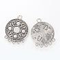 Tibetan Style Alloy Chandelier Component Link Cabochons Settings, Flat Round, Cadmium Free & Lead Free,