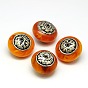 Handmade Tibetan Style Beads, Thailand 925 Sterling Silver with Turquoise, Coral and Beeswax, Flat Round, Antique Silver