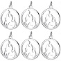 10 pendentifs en laiton, rond plat avec des charmes de feu, avec anneau de saut, crémaillère plaquage, plaqué longue durée