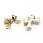 Brass Pendants, Bowknot, Real 18K Gold Plated