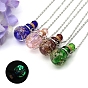 Luminous Glow in the Dark Lampwork Perfume Bottle Necklaces, with Titanium Steel Chains