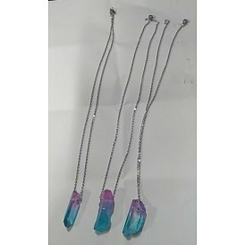 Natural Quartz Crystal Pendant Necklaces, with 304 Stainless Steel Cable Chain