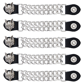 5Pcs Alloy & Imitation Leather Waistcoat Extension Chain, Punk Style Decoration