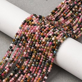 Нити из натуральных разноцветных турмалиновых бусин, граненые, круглые