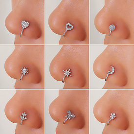 Латунные микро-паве прозрачные кубические цирконии клипсы на носовые кольца