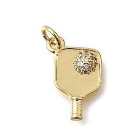 Подвески из латуни с микропаве и прозрачными кубическими циркониями в спортивной тематике, подвески для ракеток для пиклбола, долговечный, без кадмия и без свинца