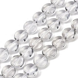 Natural Quartz Crystal Beads Strands, Rock Crystal Flat Round Beads