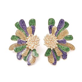 Серьги-гвоздики из цинкового сплава с блестками на карнавальную тему, цветок