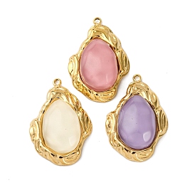 304 подвески из нержавеющей стали, овальные, cmолой, вакуумное покрытие pvd, реальный 18 k позолоченный