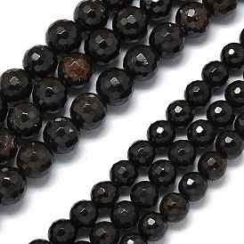 Гранат природный бисер нитей, граненый (128 граней), круглые