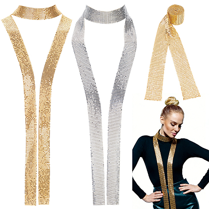 2Pcs 2 Colors Sparkle Aluminum Sequins Neckties for Women