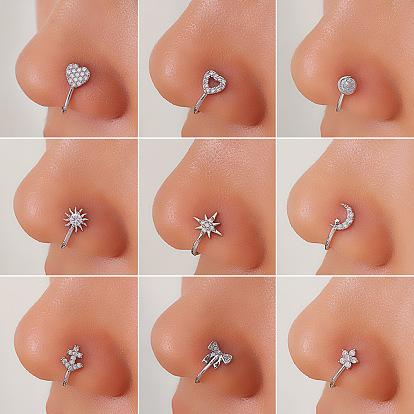 Латунные микро-паве прозрачные кубические цирконии клипсы на носовые кольца