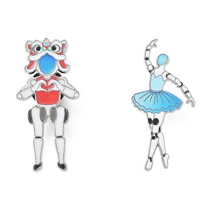 Эмалированные значки с роботами, булавки для лацканов из сплава для одежды рюкзака, платина
