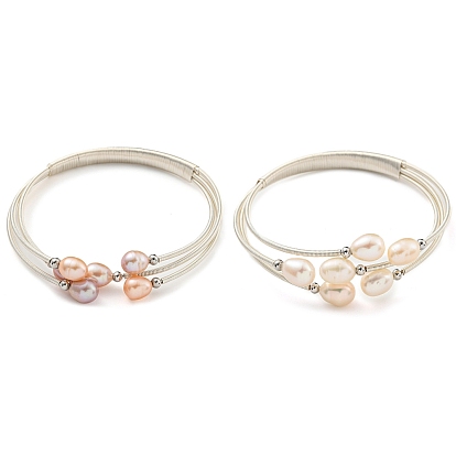 Женские браслеты с тремя петлями из латуни и натурального пресноводного жемчуга, украшенные бисером