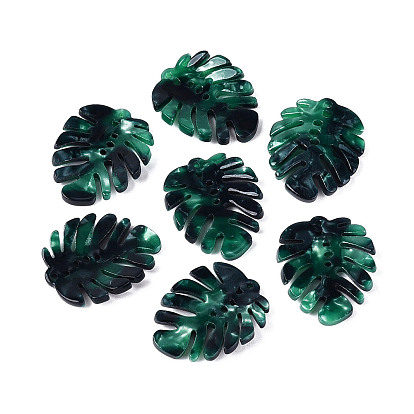 Pendentifs en acétate de cellulose (résine), charmes de feuilles tropicales, feuille de monstera