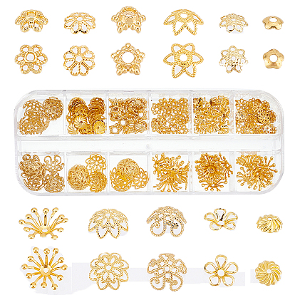 240 шт 12 стиль латунные колпачки для бусинок, цветок