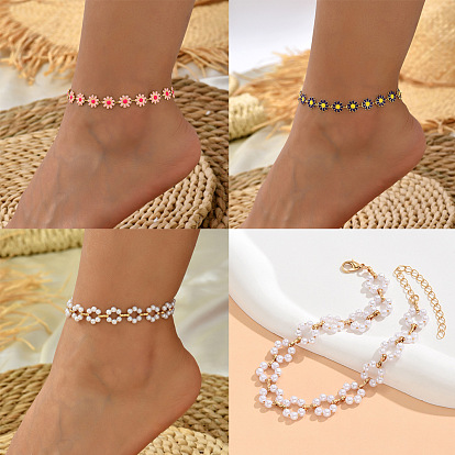 Браслеты из цветочного сплава с эмалью, золотые