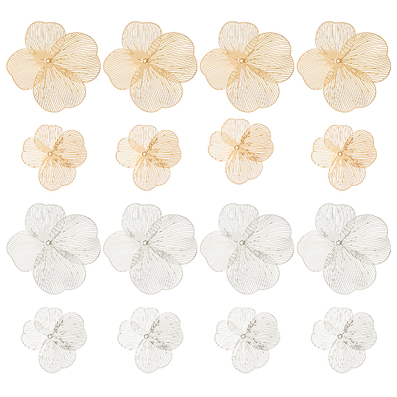 16 шт. 4 стили железные колпачки для бусин, гравированные металлические украшения, цветок