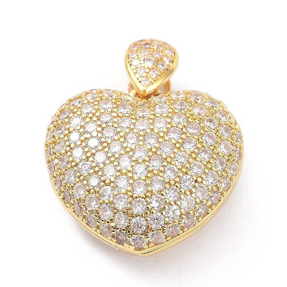 Латунные микропаве прозрачные подвески с фианитом, полый, сердце