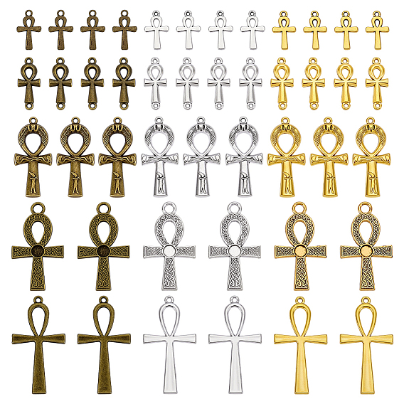 60 шт 15 стили подвески из сплава в тибетском стиле, анкх крест прелести