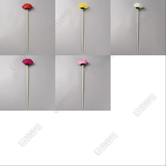15 piezas 5 colores tela y flocado flor de crisantemo artificial, Para accesorios de decoración de bodas y fiestas en casa.
