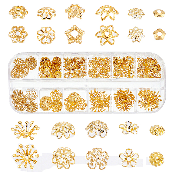 240 шт 12 стиль латунные колпачки для бусинок, цветок
