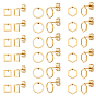 36 Pais 3 Style 304 Stainless Steel Stud Earrings, Mix-shaped