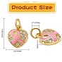 20Pcs Brass Micro Pave Clear Cubic Zirconia Charms, with Enamel, Real 18K Gold Plated, Heart with Awareness Ribbon