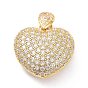 Латунные микропаве прозрачные подвески с фианитом, полый, сердце