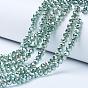 Electroplate Glass Beads Strands, Platinum Plated, Faceted, Rondelle
