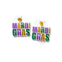 Glitter Acrylic Word Mardi Gras Dangle Stud Earrings for Carnival Party
