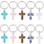 10шт 5 стили брелки с драгоценными камнями, с 304 кольцами для ключей из нержавеющей стали, крестик