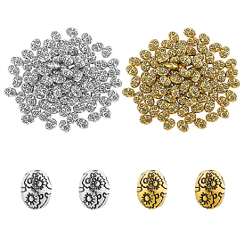Tibetan Style Alloy Beads, Oval, Lead Free & Cadmium Free