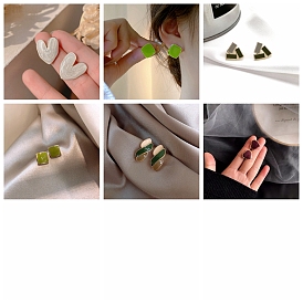 Alloy Enamel Earrings for Women, with 925 Sterling Silver Pin