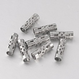 Колонна 316 хирургические полые трубчатые бусины из нержавеющей стали, 12x4 мм, отверстие : 3 мм