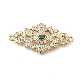 Латунные подвески-шармы в виде ромбов с филигранным узором из прозрачных и зеленых кубических цирконий., без кадмия и без свинца, стойки покрытие, долговечный