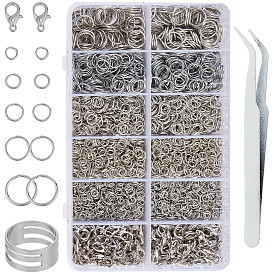Наборы для самостоятельной сборки фурнитуры, в том числе железные открытые прыжковые кольца, Карабин-лобстер из цинкового сплава, 304 Пинцет для ресниц из нержавеющей стали, медные кольца, пластиковые окна