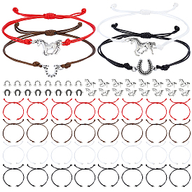 DIY Bracelets Making Kit, Including Braided Waxed Polyester Cord Adjustable Link Bracelet Makings, Tibetan Style Alloy Links Connector Charm