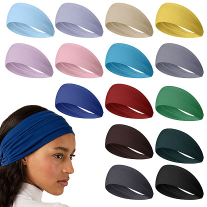 15Pcs 15 Colors Polyester & Elastic Headbands, Hair Accessories for Women Girls