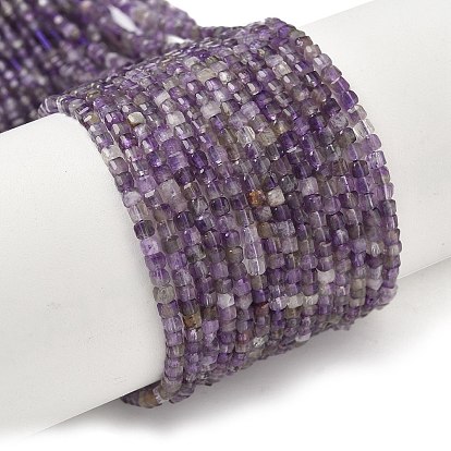 Граненые натуральные аметистовые бусы, кубические