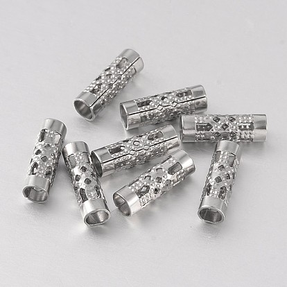 Колонна 316 хирургические полые трубчатые бусины из нержавеющей стали, 12x4 мм, отверстие : 3 мм