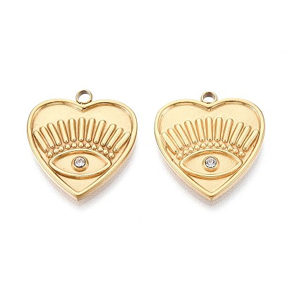 304 подвески из нержавеющей стали, со стразами, сердце и сглаз