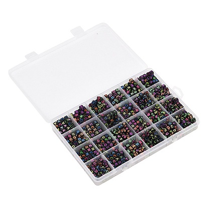 Acrylperlen mit horizontalen Löchern, Würfel mit Buchstaben