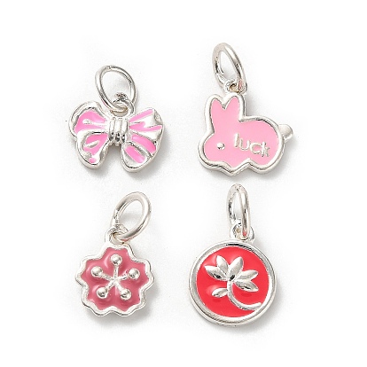 925 стерлингового серебра подвески эмали, с прыжковых колец, серебряный цвет гальваническим