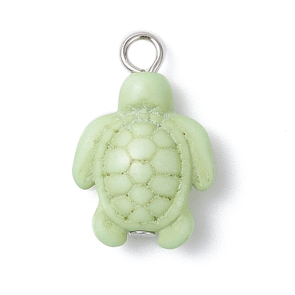 Окрашенные синтетические бирюзовые подвески, подвески черепахи с железными петлями, платина