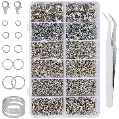 Наборы для самостоятельной сборки фурнитуры, в том числе железные открытые прыжковые кольца, Карабин-лобстер из цинкового сплава, 304 Пинцет для ресниц из нержавеющей стали, медные кольца, пластиковые окна